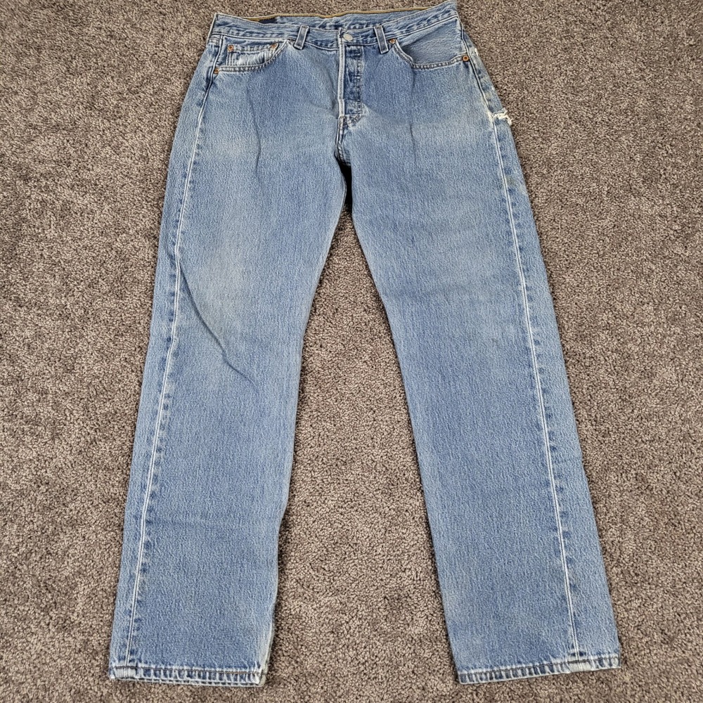 Vtg 90s Levi's 501 Men's Thrashed Distressed Jeans Made in USA 34x32 Fits 31x31